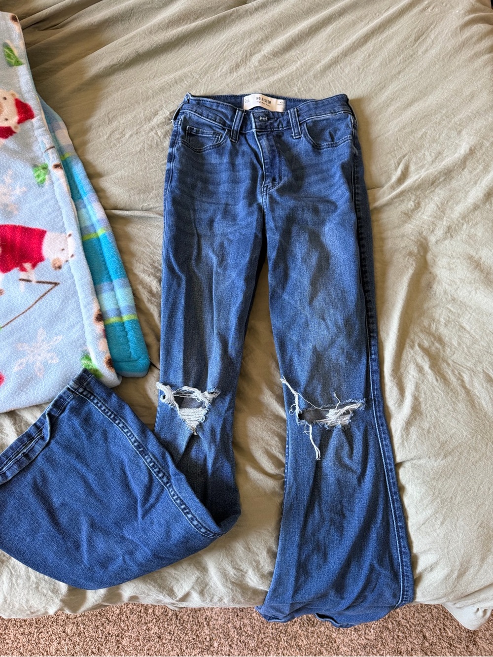 Hollister Blue Distressed Flare Jeans